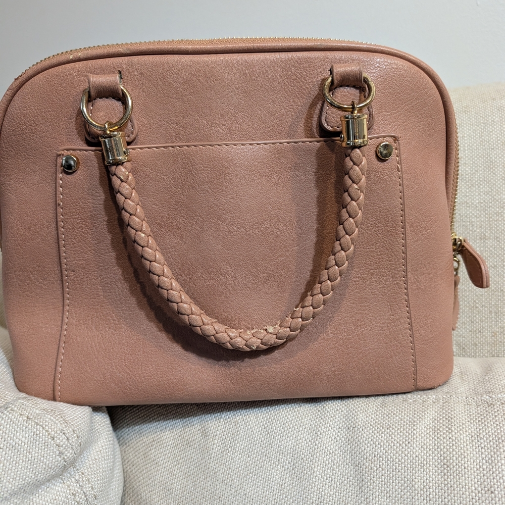 Madison West Braided Handle Satchel - Dusty Rose